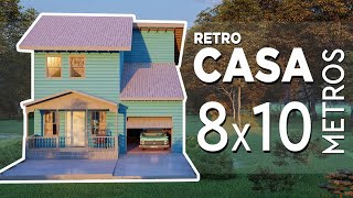 CASA en TERRENO de 8x10 METROS estilo RETRO con 3 DORMITORIOS?