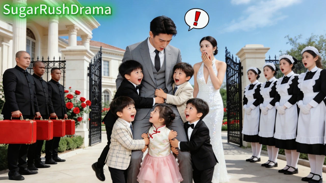 Five kids stop car to save CEO！Hug his leg&call Daddy!He see 5 mini-him, take all home to spoil!