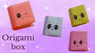 Origami paper book box : how to make paper desk organizer
