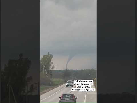 Cell phone video captures tornado in Cass County, Nebraska on April 26.