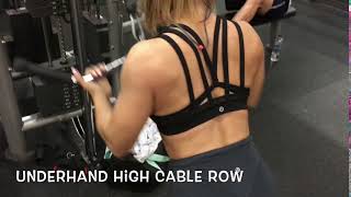 Underhand high cable row