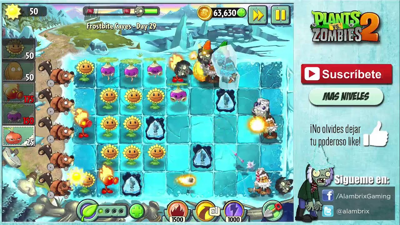 Plants Vs Zombies 2 - Cuevas Congeladas día 29 - YouTube