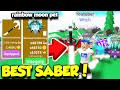 I GOT THE BEST SABER AND A RAINBOW MOON PET IN SABER SIMULATOR UPDATE AND IT'S INSANE!! (Roblox)