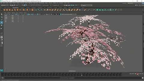 3D modeling tree ( blossom tree easy modeling lowpoly ) - Autodesk Maya