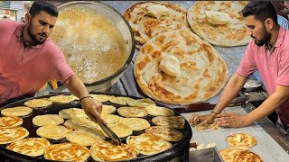 PITAI PARATHA | Crushed Butter Paratha | Soft Layered Lachha Paratha + Milk Tea Street Food Pakistan