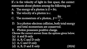 If c is the velocity of light in free space, the correct statements about photon among MP DTS 06 Q1