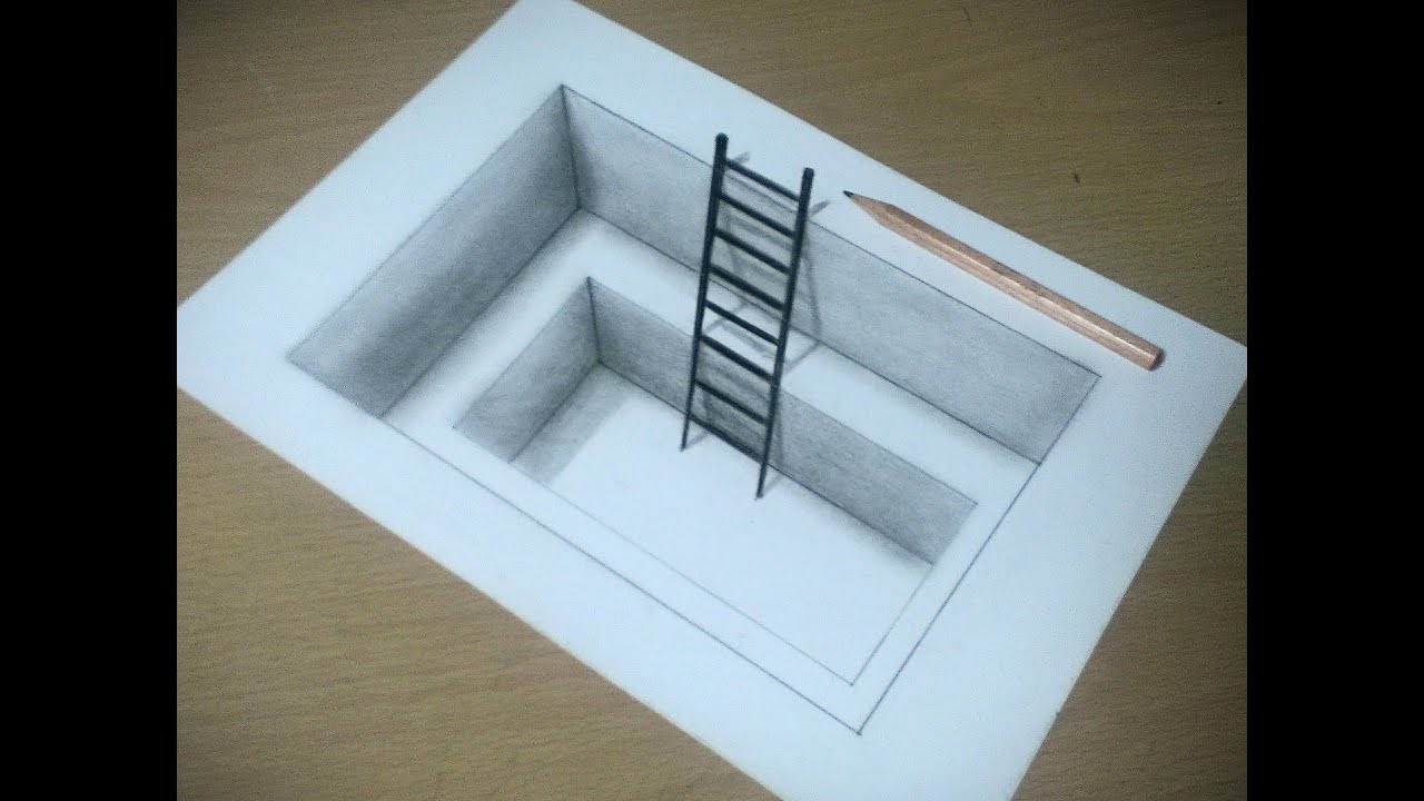 トリックアート 紙に穴を開けてハシゴをかける方法 3d Trick Art Drawing Holes And Ladders On Paper Youtube