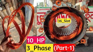 10 hp 3 phase motor winding. 3 phase motor rewinding   diagram (part -1) 36 slot 1400 rpm