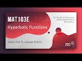 İTÜ AKE | MAT103E Hyperbolic Functions