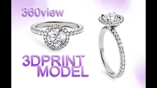 459 3Dprint Ring 1ct stone Halo Engagment #Rhino3d #cadmodel