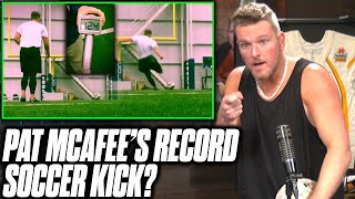Pat McAfee Reacts To His Record Fastest Soccer Kick (124 MPH)