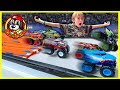 Adventure force vs monster jam vs hot wheels monster trucks toys downhill racing showdown