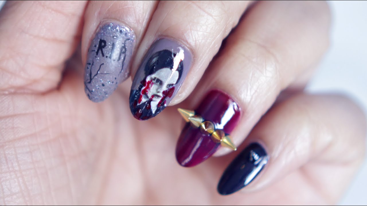 wednesday addams nail design