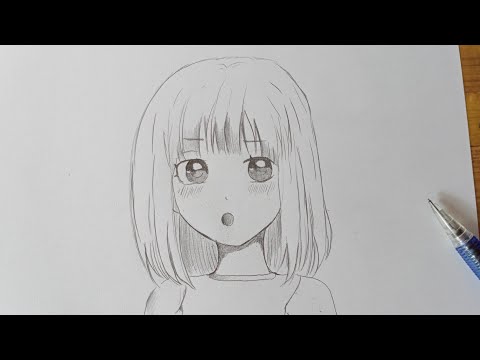 สอนวาดอนิเมะผู้หญิง ผมสั้น ง่ายๆ | How to draw anime girl with short hair | Drawing Tutorial