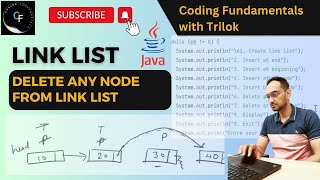 Delete any node from link list || Code in Java || Hindi