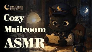 𝘼𝙎𝙈𝙍 🌙 Moonlight Post Office EP.01 | Cozy Cat Mailroom & Rain Sounds for Sleep 📮