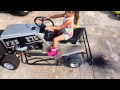 Chloe doing a burnout,  racing mower