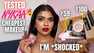 I tried CHEAPEST makeup from NYKAA (starting ₹55 ONLY) | *shocked* it's too good 🤯 | Shalini Mandal