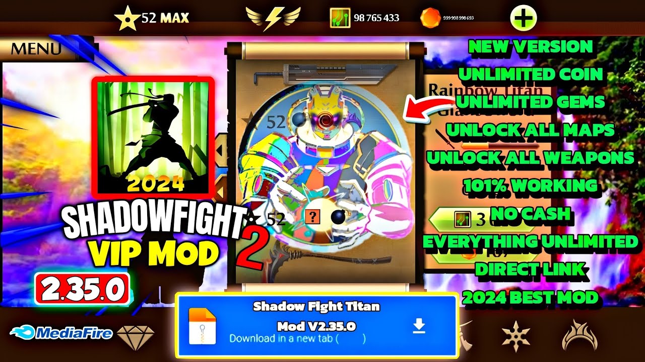 SHADOW FIGHT 2 VIP MOD v2.35.0 Fire Titan Mod Apk
