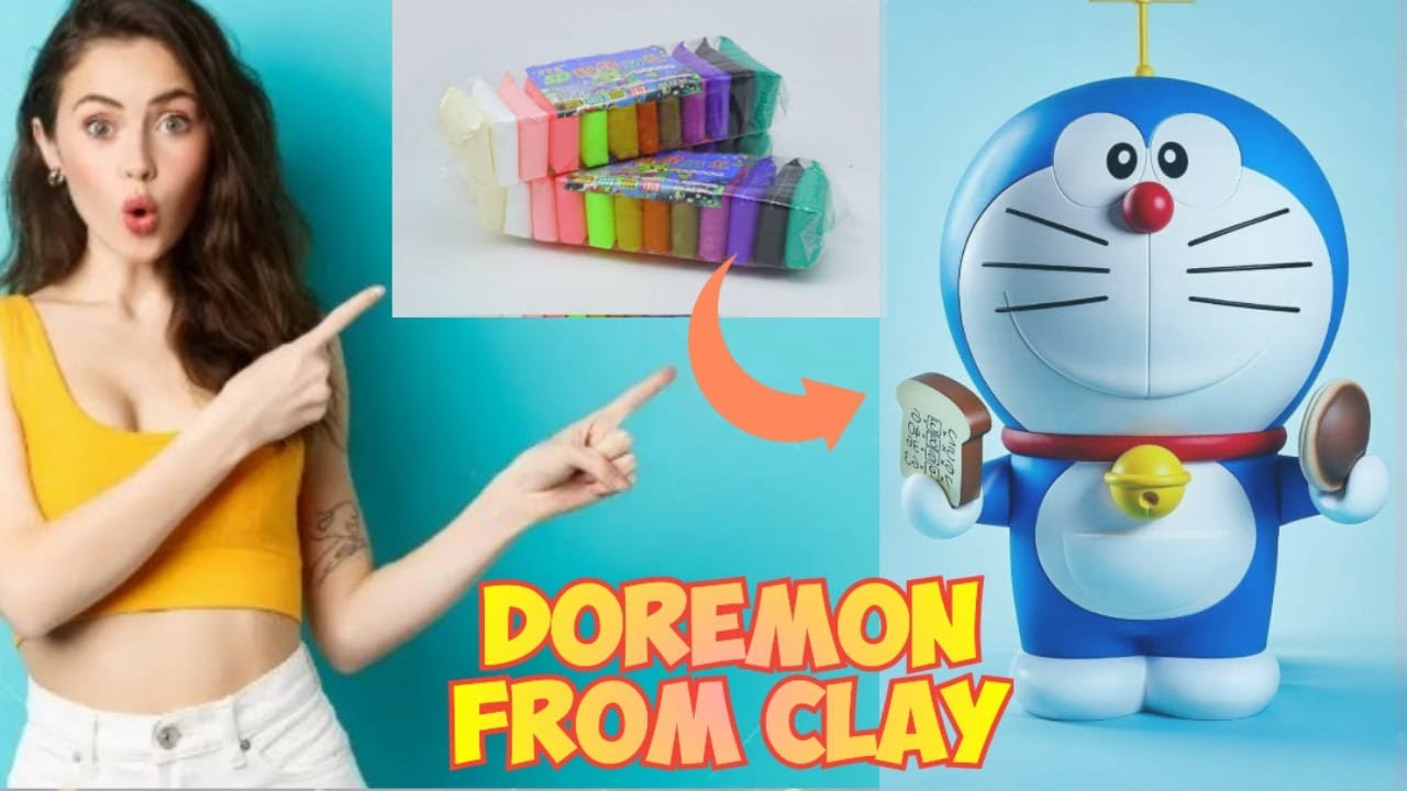 how to make doraemon with clay easy clay se cartoon kaise banaen