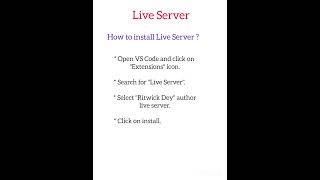 How to install live server in VS Code ? #liveserver #vscode #visualstudiocode #html