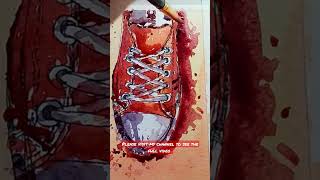Watercolor Ink and Wash Exercise: How to Draw Simple Objects #shorts #youtubeshorts #art #sneakers