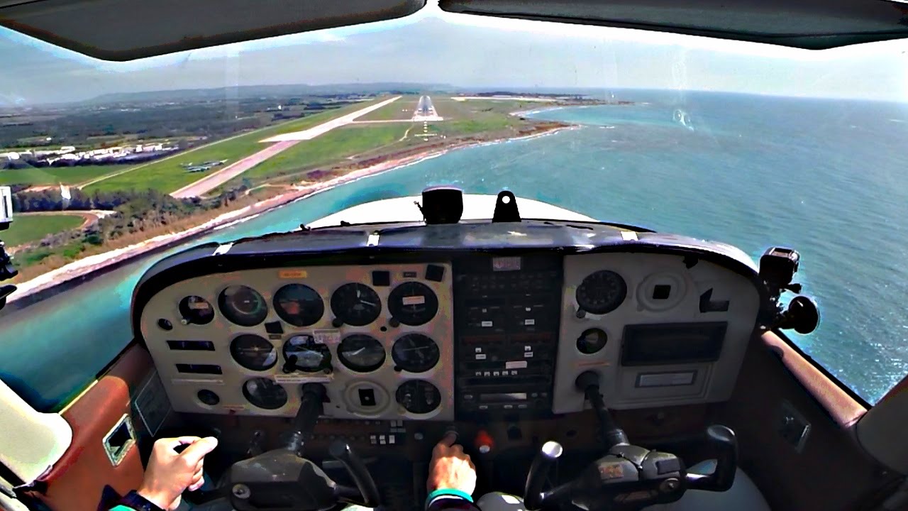 Cessna C172 Approach And Landing Into Paphos Cyprus Atc Audio Gopro Cockpit Views