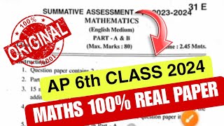 Ap 6th class MATHS💥 Sa2 Real Paper 2024 || 6th class Sa-2 Exam Paper Leaked💯💯