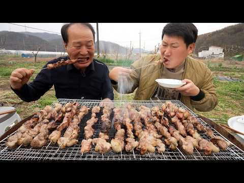 오리의 색다른 맛?! 숯불에 직화로 구워 먹는 오리 꼬치구이! (Charcoal grilled Duck meat) 요리&amp;먹방!! - Mukbang eating show