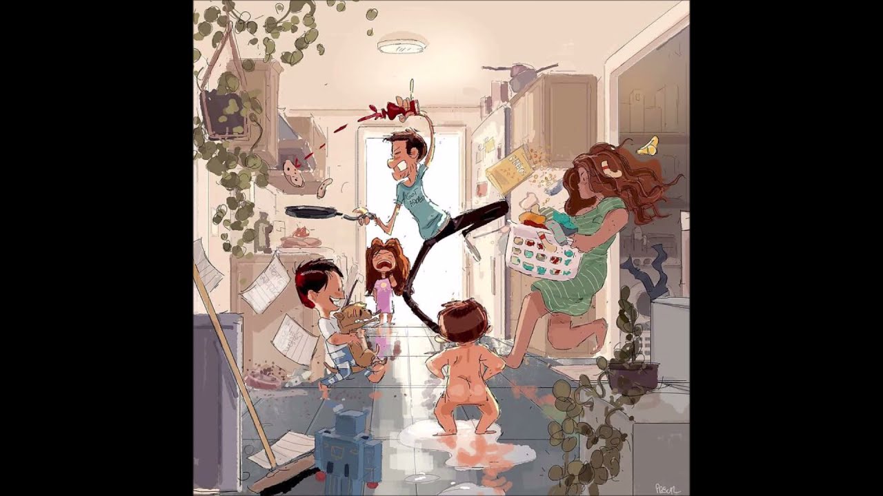Husband illustrates the idyllic moments of everyday life with his Wife an.....