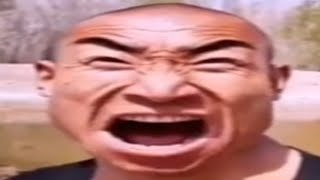 square head chinese man screaming but sus