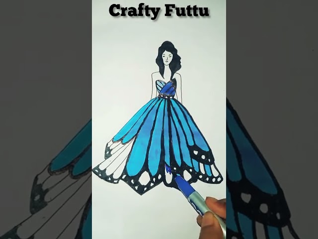 Stylish Designing Dress Drawing | Fashion Illusion Dress| #stylishdress #art #drawing #craft #Shorts