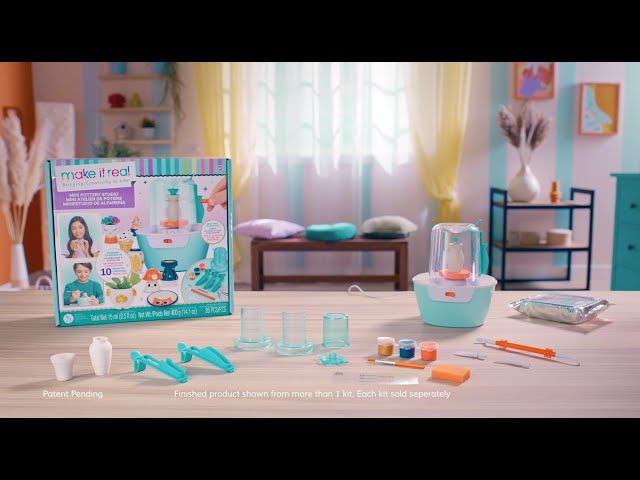 Make It Real: Mini Pottery Studio - 26 pcs DIY Pottery Kit, Mess Free Air  Dry Clay, 10 Projects, Tweens, Girls & Kids Ages 8+