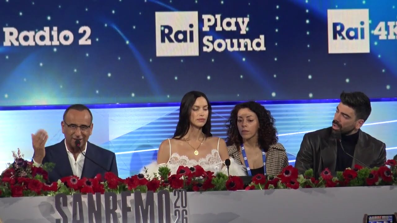 Sanremo 2026, la conferenza stampa integrale del 26 febbraio: Carlo Conti, Irina Shayk e Gazzoli