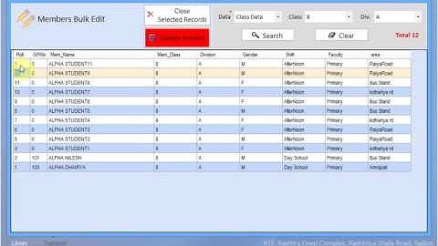 Alpha School Management Software - Bulk Edit