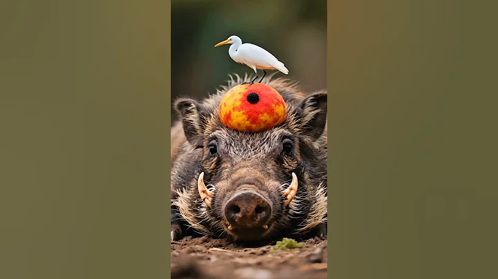 Bird Brings Relief to a Suffering Wild Boar 🪿 #animals #wildlife #rescue #respect #shorts