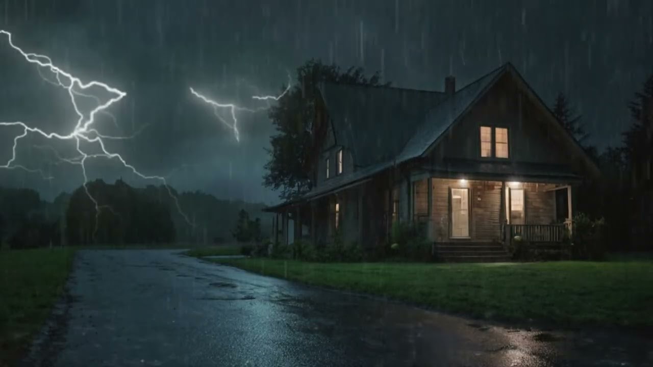 Midnight Rainstorm and Loud Thunder Sounds for Deep Sleep, Focus Work, Study Sessions ,Stress Relief