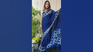 Authentic Pink N Blue Cotton Mulmul Handblock Print Vegetable Dye Saree #blockart #bagruprint #bagru