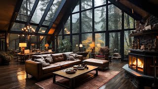 Chill Forest Jazz Melodies 🍂 Escape to a Haven of Serenity with Rainy Day Bliss & Fireplace Crackles