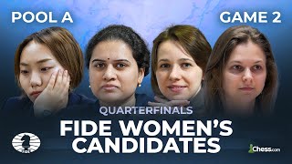 Game 3/4, Humpy Draws Again, FIDE Women's Candidates 2022, Pool A, Monte-Carlo, Monaco, QGD