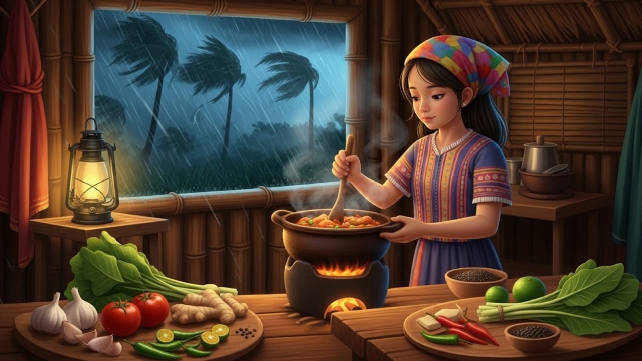 Cooking Chicken Adobo in a Nipa Hut During a Heavy Storm 🌧️| Peaceful Province Life ASMR Philippines