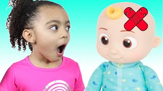 Miss Polly Had a Dolly Kids Song | Leah and Cocomelon JJ Doll Pretend Play Sing Along