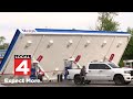 Gas station canopy collapses during severe storms on Detroit’s west side