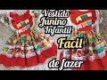 Como fazer vestido de guadrilha infantil DE TECIDO CHITA FACIL PARA INICIANTES (MODELAGEM)