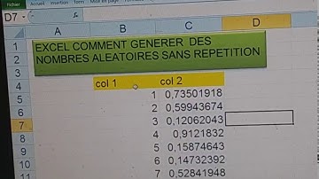 EXCEL GENERER  ALEATOIREMENT DES NOMBRES ENTIERS  SANS REPETITION