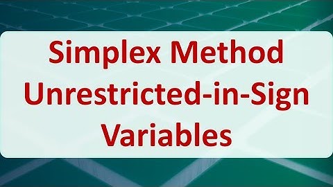 Operations Research 04F: Simplex Method Unrestricted-in-Sign Variables
