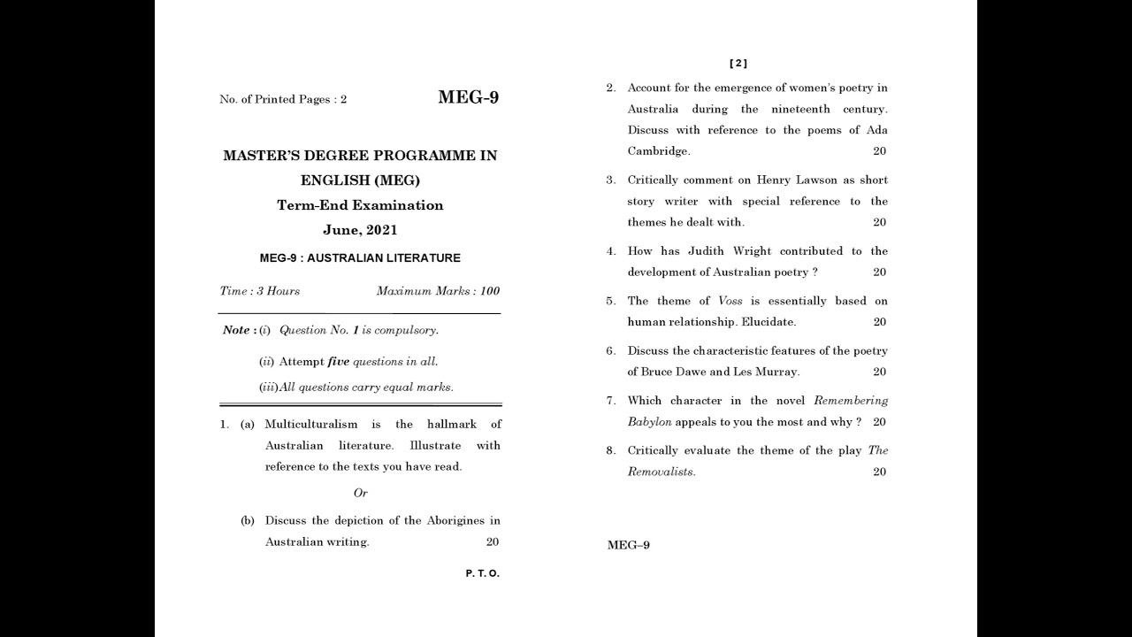 MEG - 9  June 2021 Question Paper