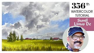 Mastering Dramatic Skies: Step-by-Step Landscape Watercolor Painting Tutorial #356 | Sunil Linus De