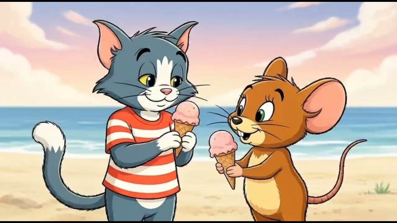 Tom and Jerry beach relaxing 