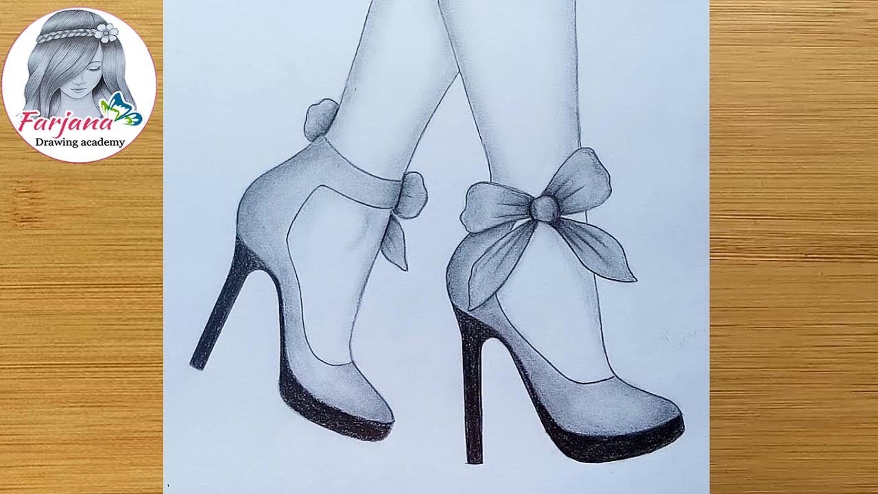 How to draw feet with high heels for 